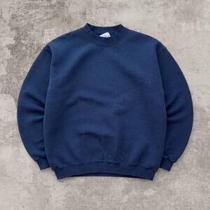 Lee Heavyweight Navy Crewneck 1990 Vintage Blank Sweatshirt L Boxy USA Heavy